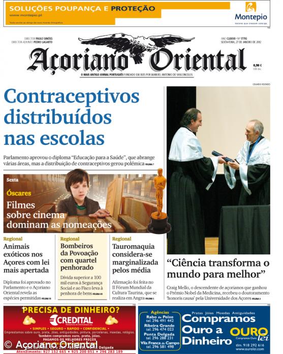 Capa do AO de 27 de Janeiro de 2012