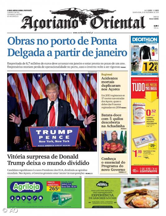 "Obras no porto de Ponta Delgada a partir de janeiro" é a manchete ... - Açoriano Oriental
