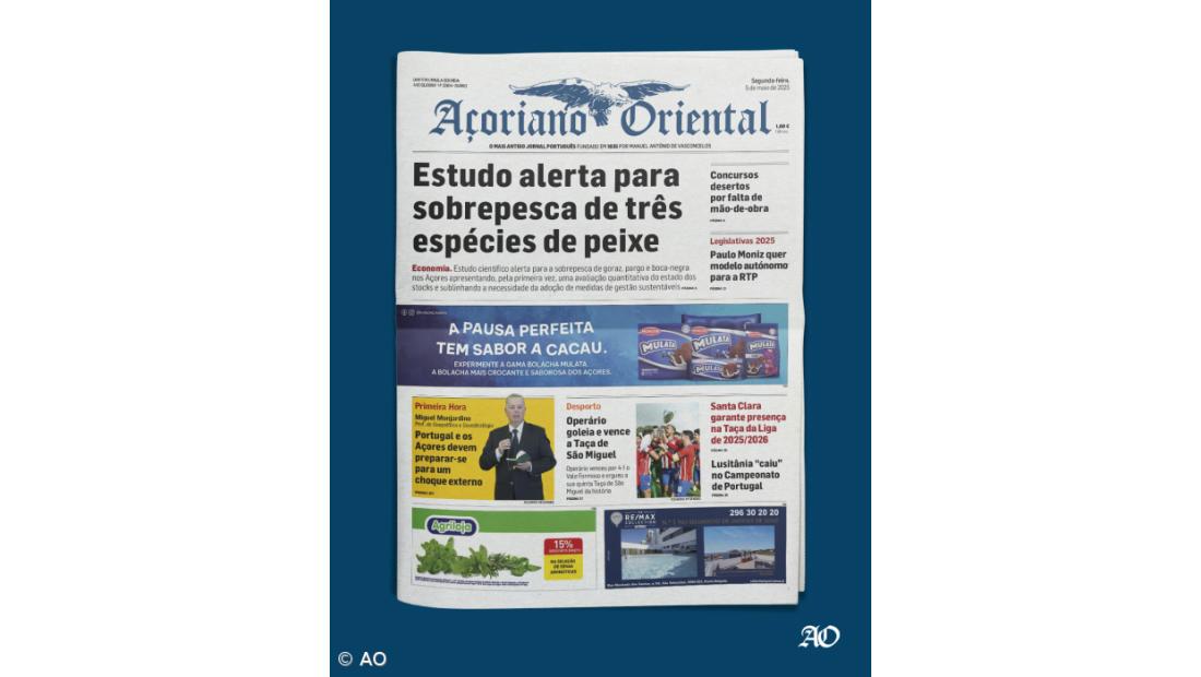 "Estudo alerta para sobrepesca de três espécies de peixe" é a manchete do Açoriano Oriental