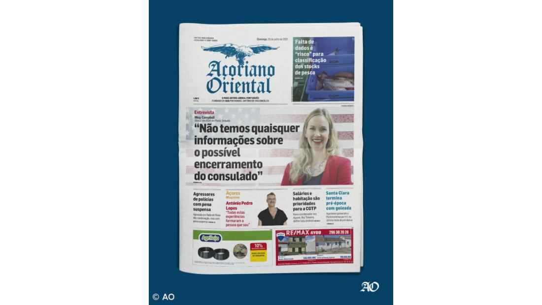 A entrevista com a Cônsul dos EUA em Ponta Delgada, Meg Campbell, é a manchete do Açoriano Oriental