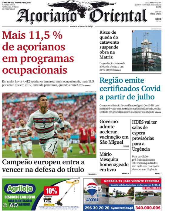 "Mais 11,5% de açorianos em programas ocupacionais" é a manchete do Açoriano Oriental - Vimarsana News